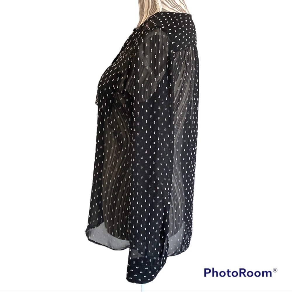 LOFT Black sheer button down blouse - Picture 3 of 8